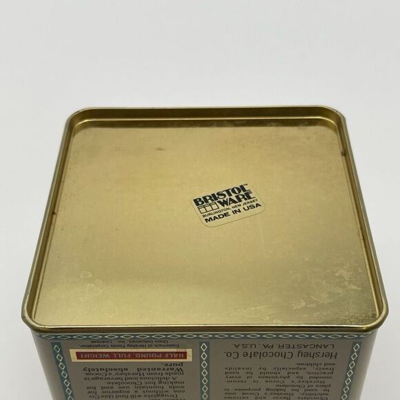 Hershey's Tin Gold Cocoa Square Metal Empty Container Bristolware - Picture 4 of 13
